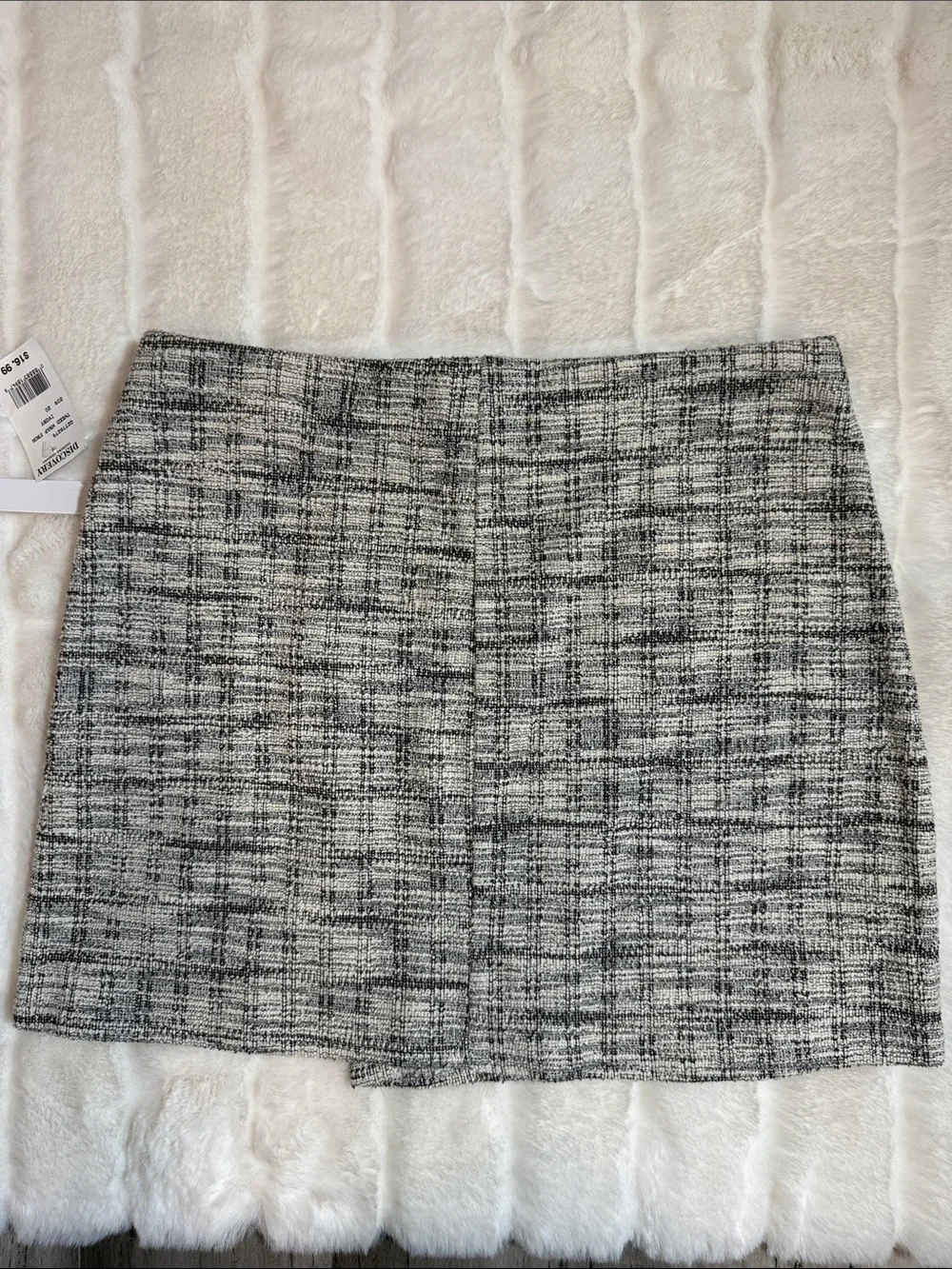 NWT Tweed Plaid Mini Skirt with Gold Buttons - Black & White
